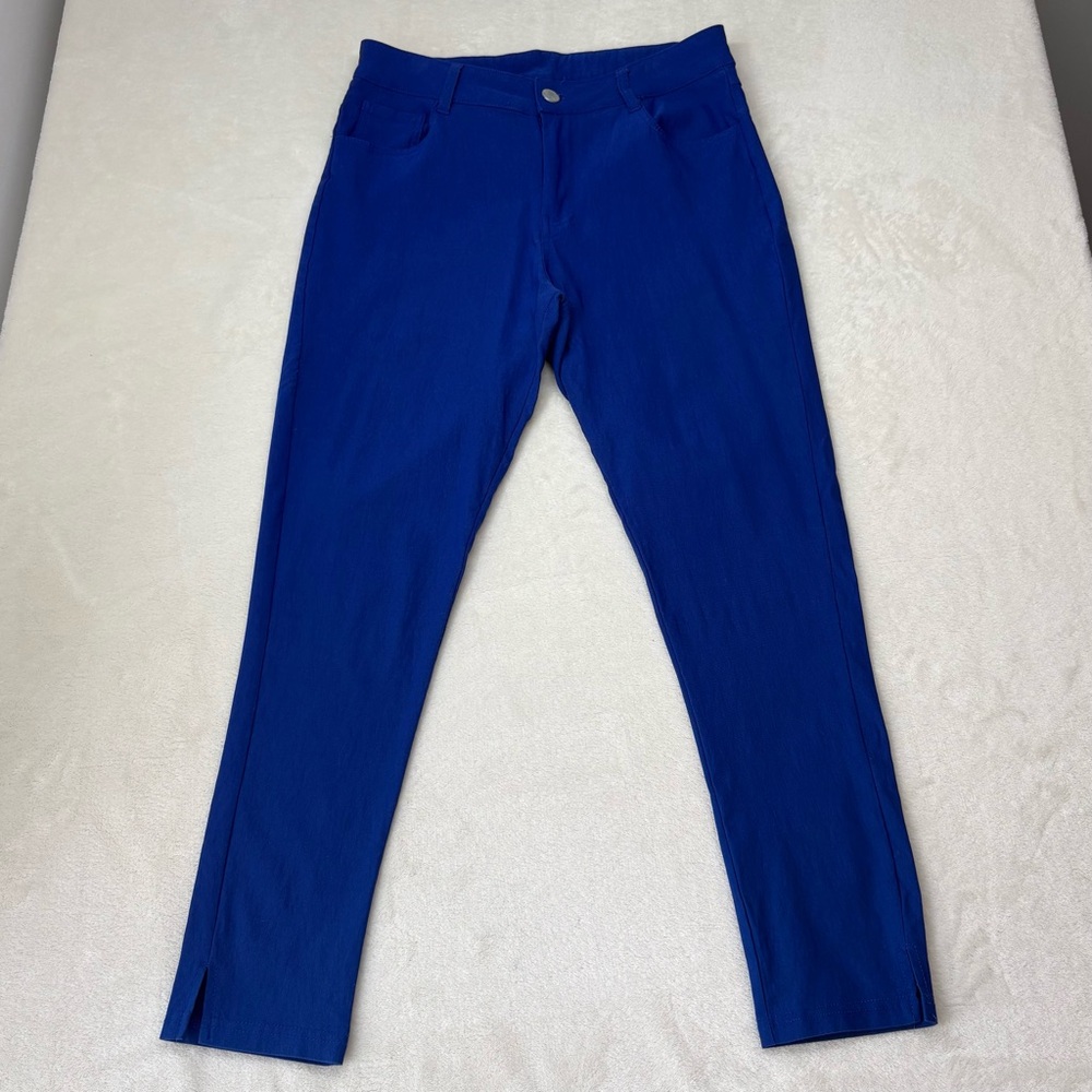 Lily Morgan Royal Blue Cropped Stretchy Mid Rise Pants Size M/L - Picture 2 of 9